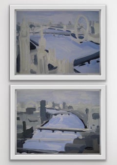 Houses of Parliament and London Eye to Southwark Bridge diptych