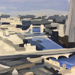 Azoteas de Londres, Pintura original, Paisaje urbano, Pintura de Londres, Arte paisajístico