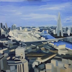 Rooftops London, peinture originale, paysage urbain, peinture de Londres, art de paysage