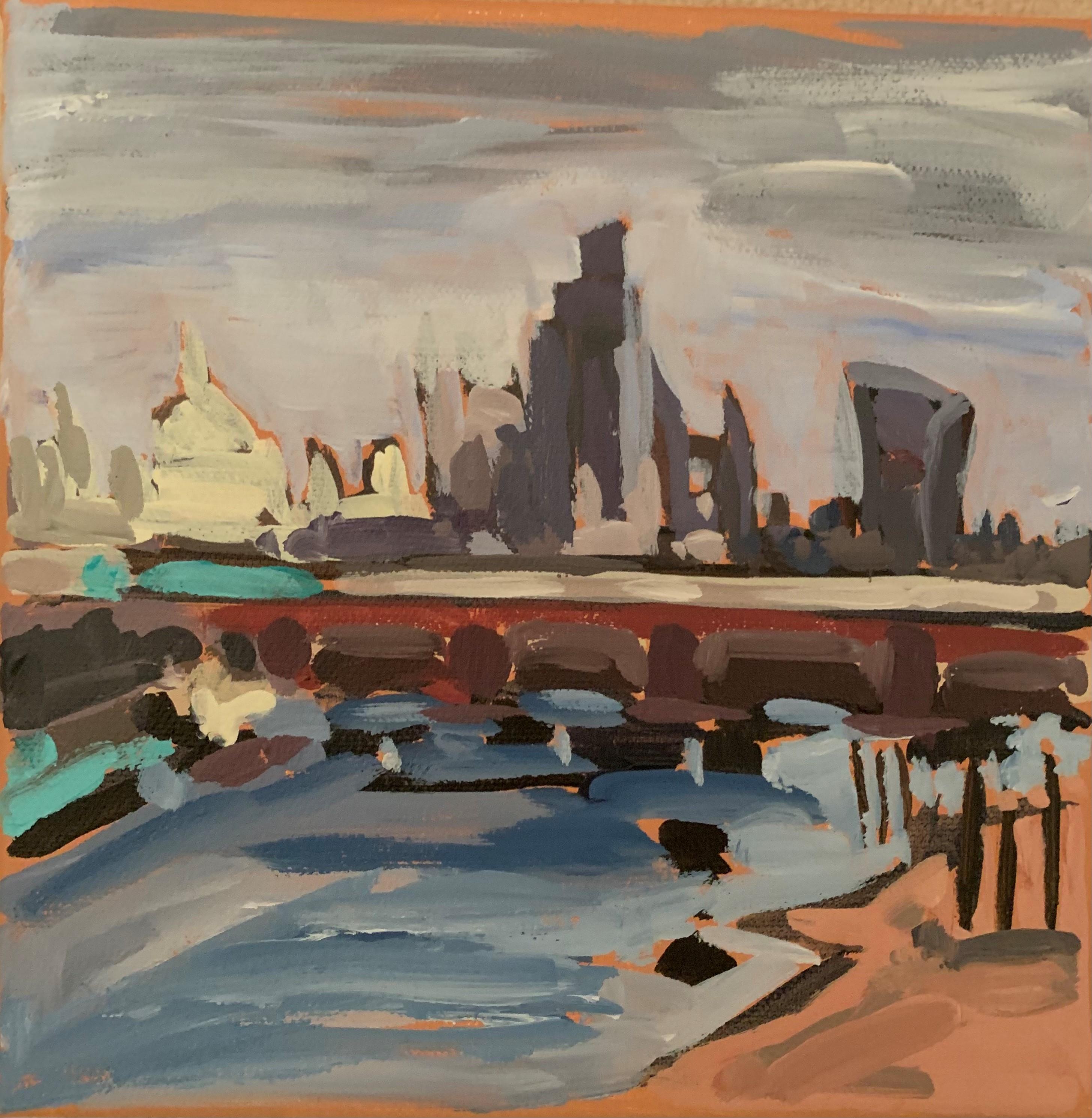 Sarah Adams Still-Life Painting - Lucent London 1, Original painting, London, Cityscape, Contemporary 