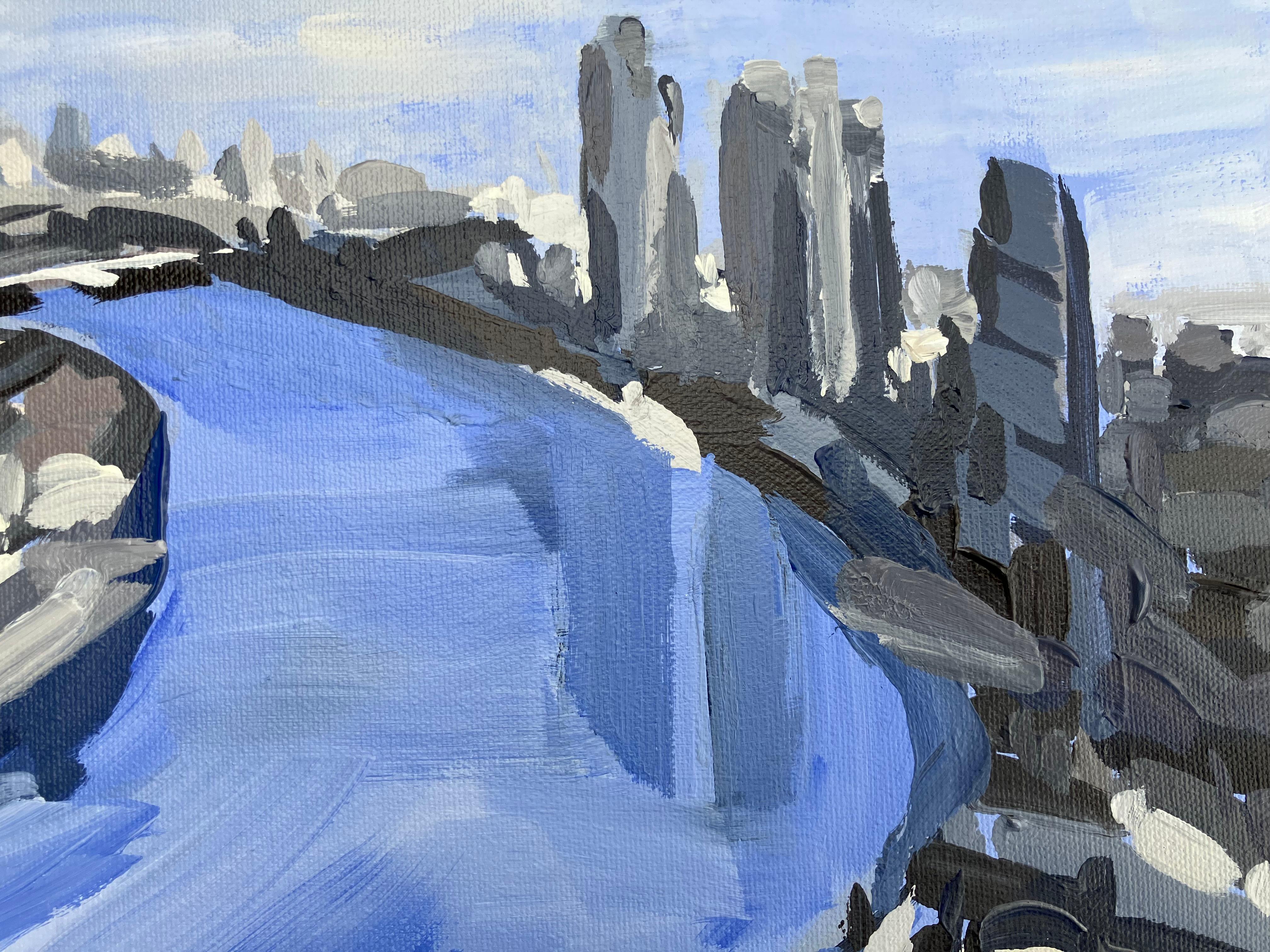 Vista dalla cima della Battersea Power Station. Impressionista. Londra - Painting Impressionismo di Sarah Adams