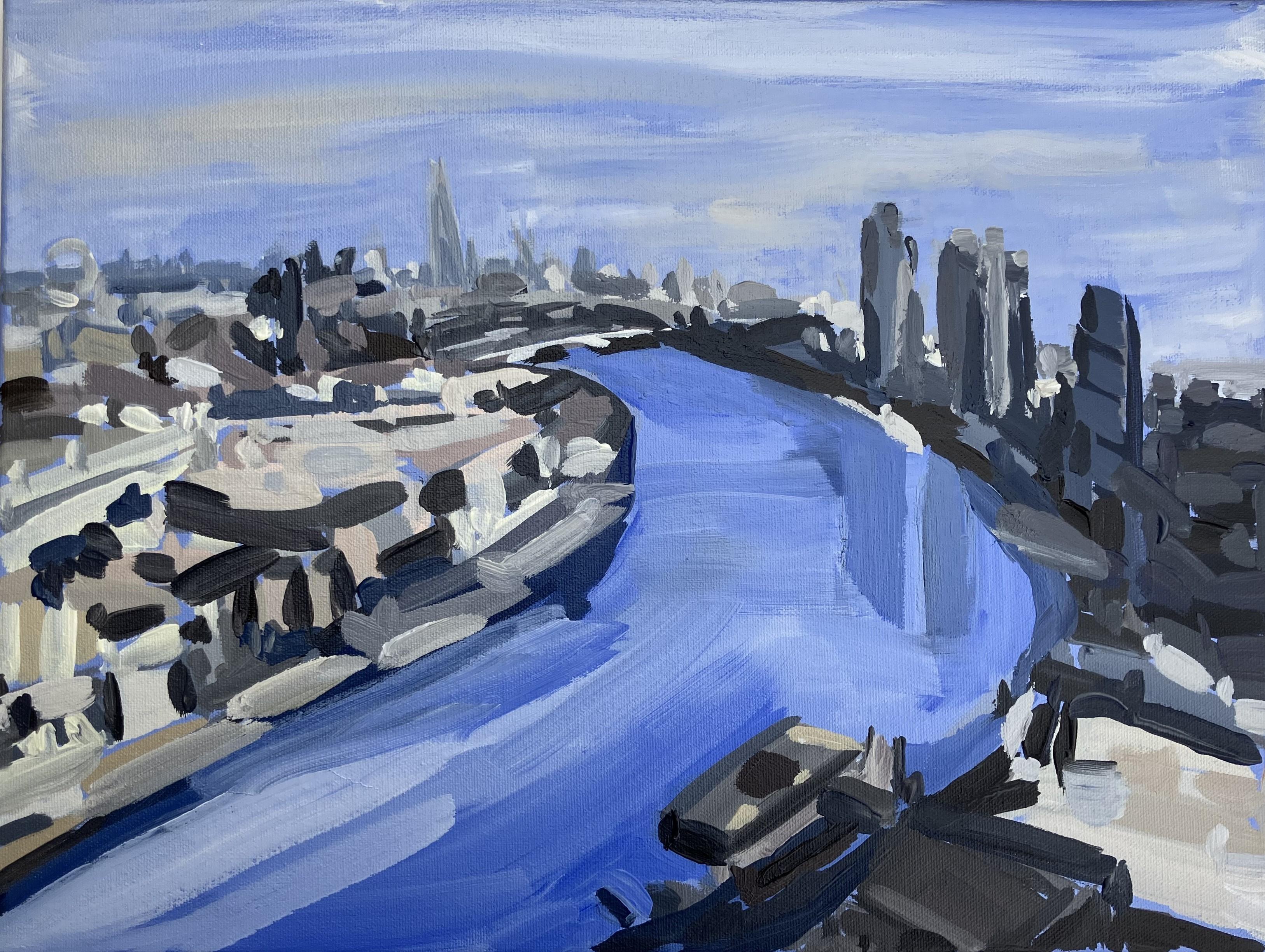 La vista all'uscita della piattaforma panoramica in cima a una delle ciminiere della Battersea Power Station.

Pittrice prolifica, con un portfolio impressionante, il talento di Sarah è stato recentemente riconosciuto grazie alla selezione delle sue