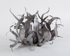 "Relentless", contemporary, steel, iron, grassy shapes, sculpture