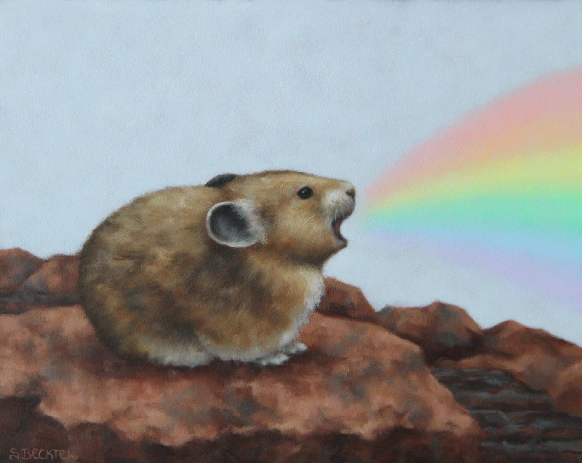 Sarah Becktel Animal Painting - "Magic Pika I" Oil Painting