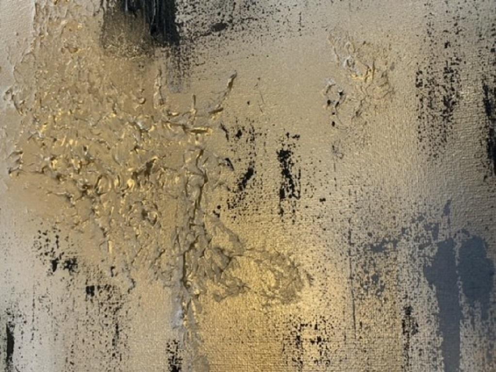 Sarah Berger, Negro y oro, Pintura original abstracta, Arte asequible en venta 3