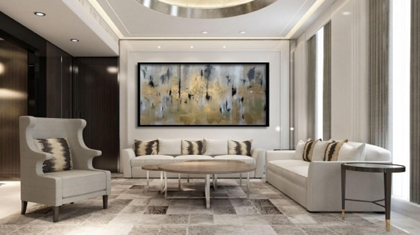 Sarah Berger, Negro y oro, Pintura original abstracta, Arte asequible en venta 4