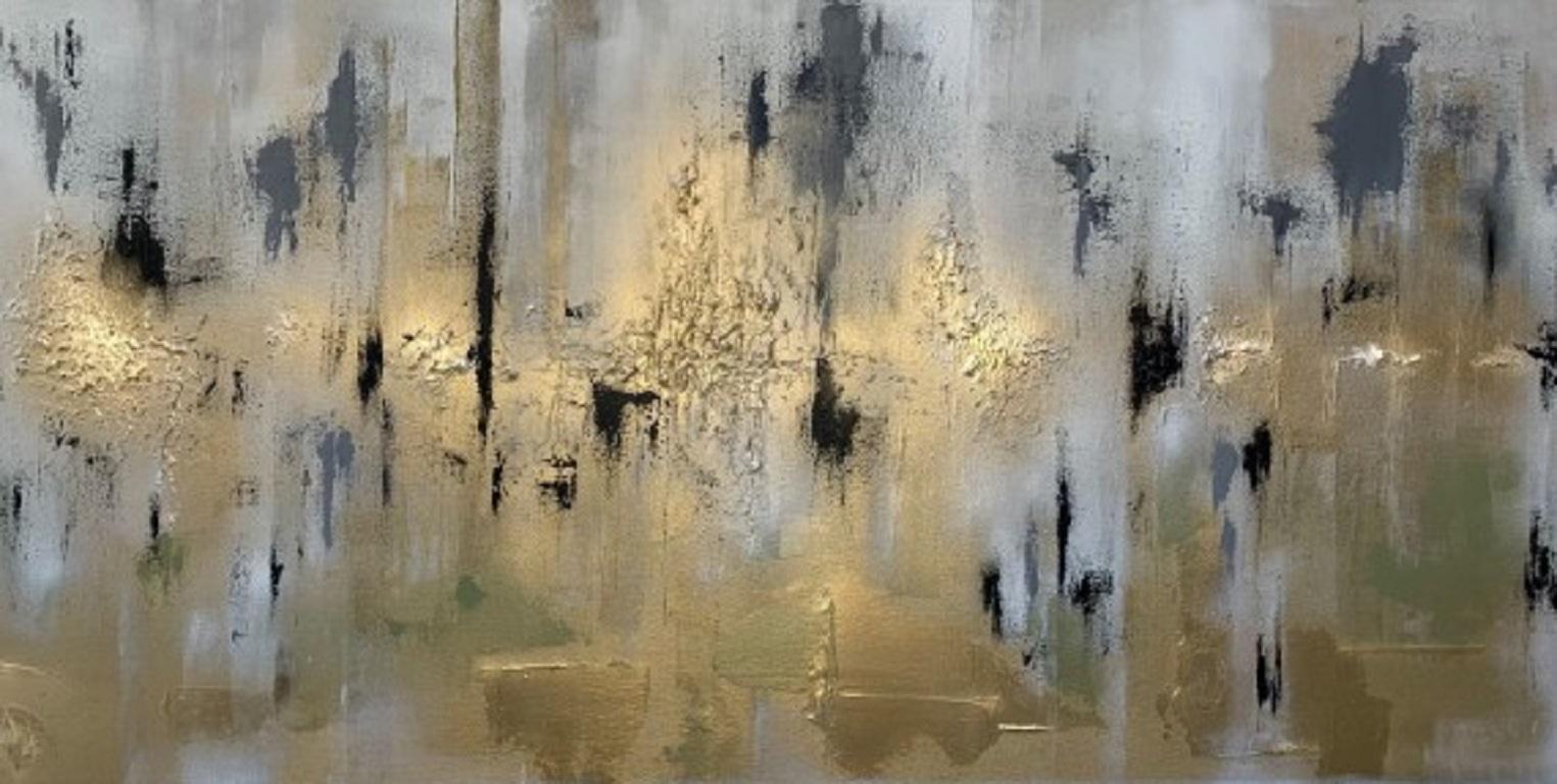 Sarah Berger, Nero e oro, Pittura astratta originale, Arte accessibile