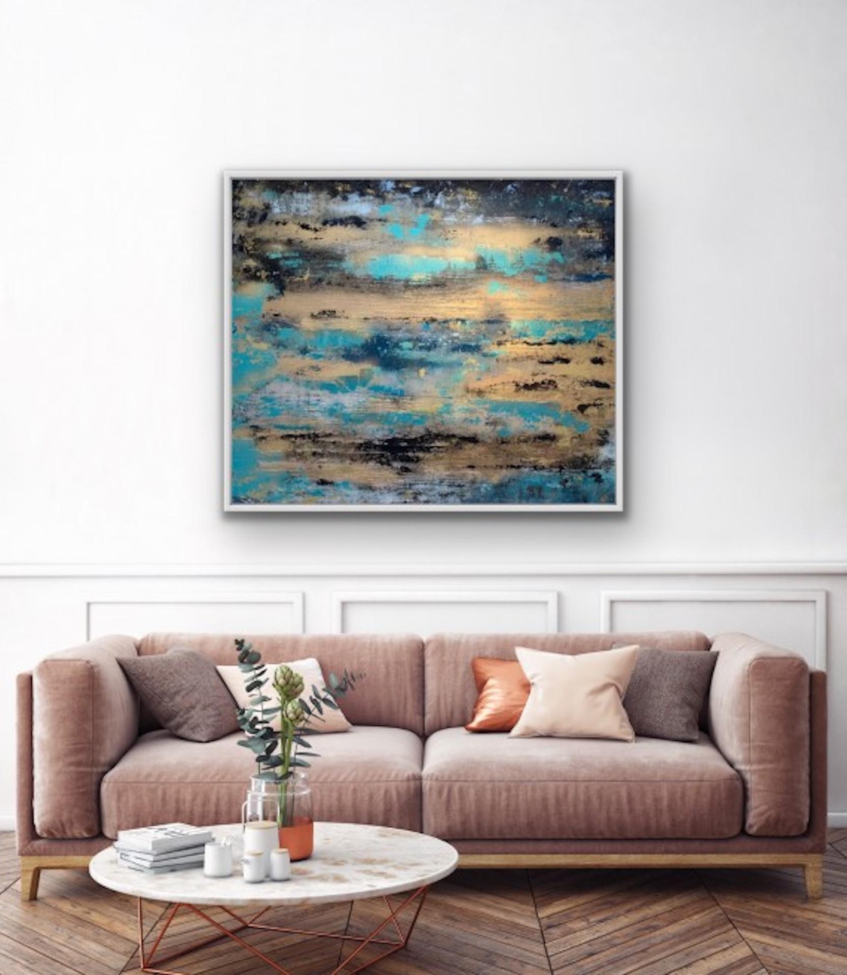 Living Room Decor Large Painting Rustic Decor Seascape Painting Scotland, Extra Large Sapphire Waters Acrylic Painting