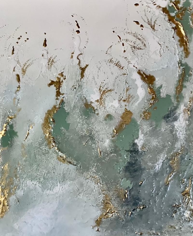 Ein Ode an den Frühling, kühnes abstraktes, saisonales Gemälde, Original-Statement- Diptychon (Schwarz), Abstract Painting, von Sarah Berger