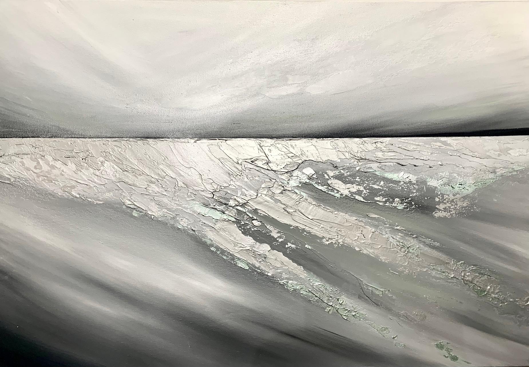 Sarah Berger Abstract Painting - On Silver Seas II