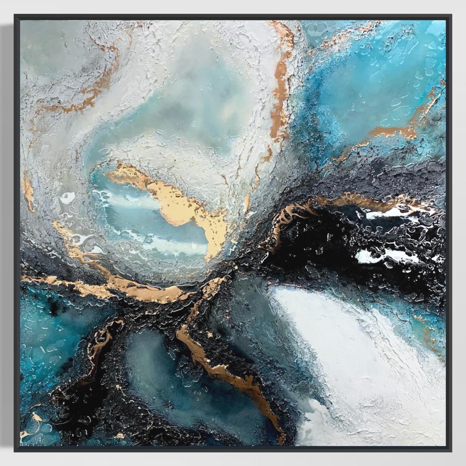 Rapto, Pintura original, Abstracto, Textura, Moderno - Landscape Painting Gris de Sarah Berger