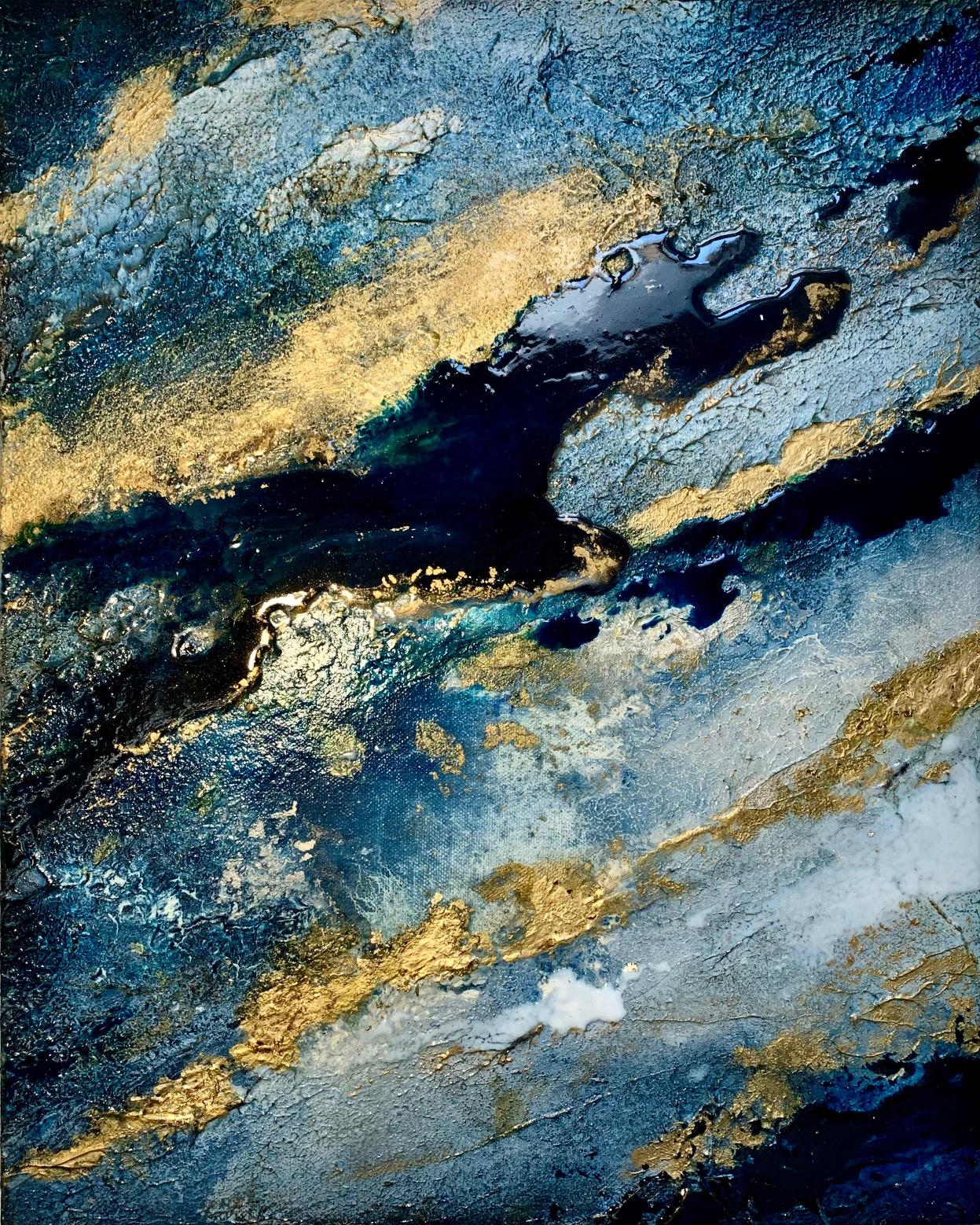 Sarah Berger Abstract Painting - Sapphire Midnight - Part 1