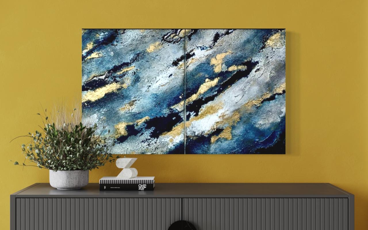 Zaffiro di Mezzanotte - Part. 4 - Landscape Painting Nero di Sarah Berger