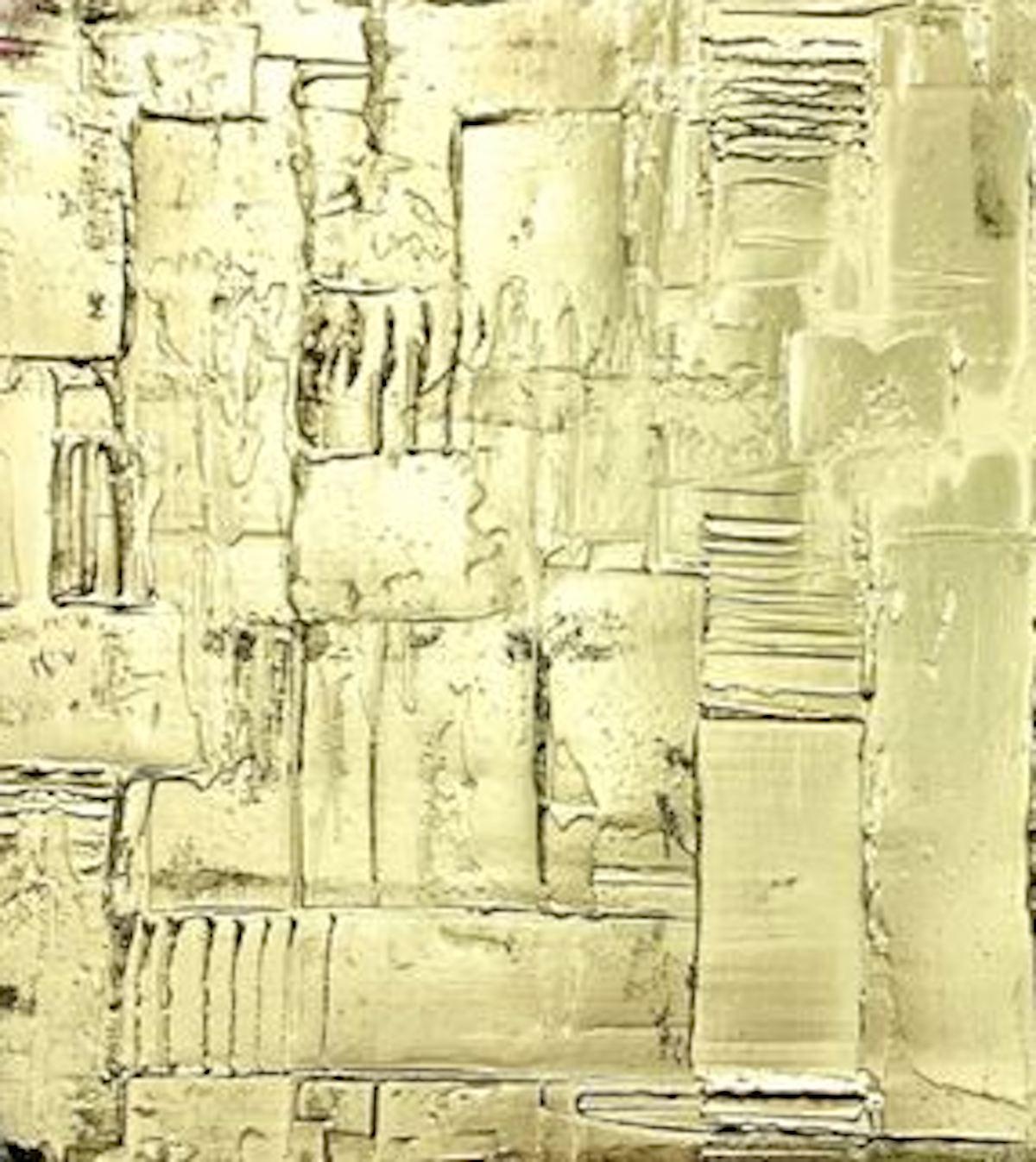 Luz Cambiante II, Pintura Abstracta Original, Pintura Rosa Dorada, Arte Interior - Abstract Painting Beige de Sarah Berger
