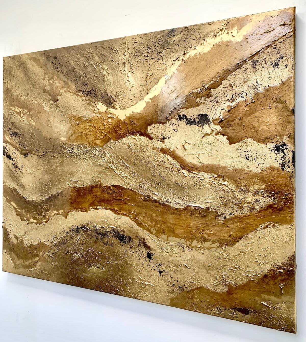 The Earth Beneath Us - Brown Abstract Painting by Sarah Berger