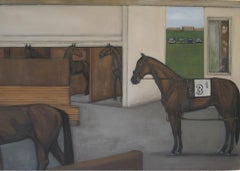 Monticello (Equestrian Painting of Race Horses in Stalls)