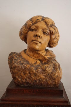 Sarah Bernhardt Siena Marble Bust by Auguste Carli