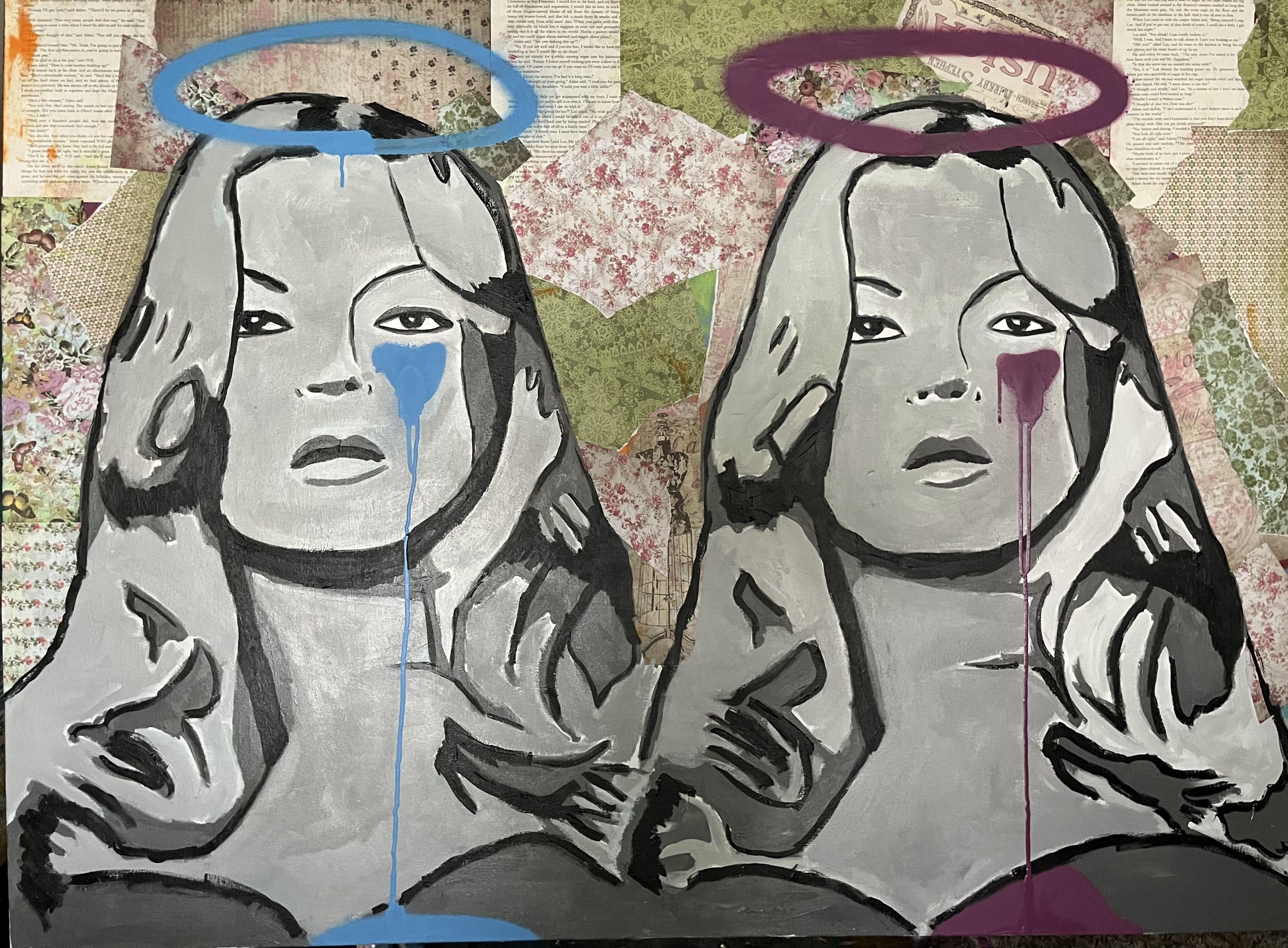 Two Kates, Mixed Media on Canvas - Mixed Media Art by Sarah Boisvert