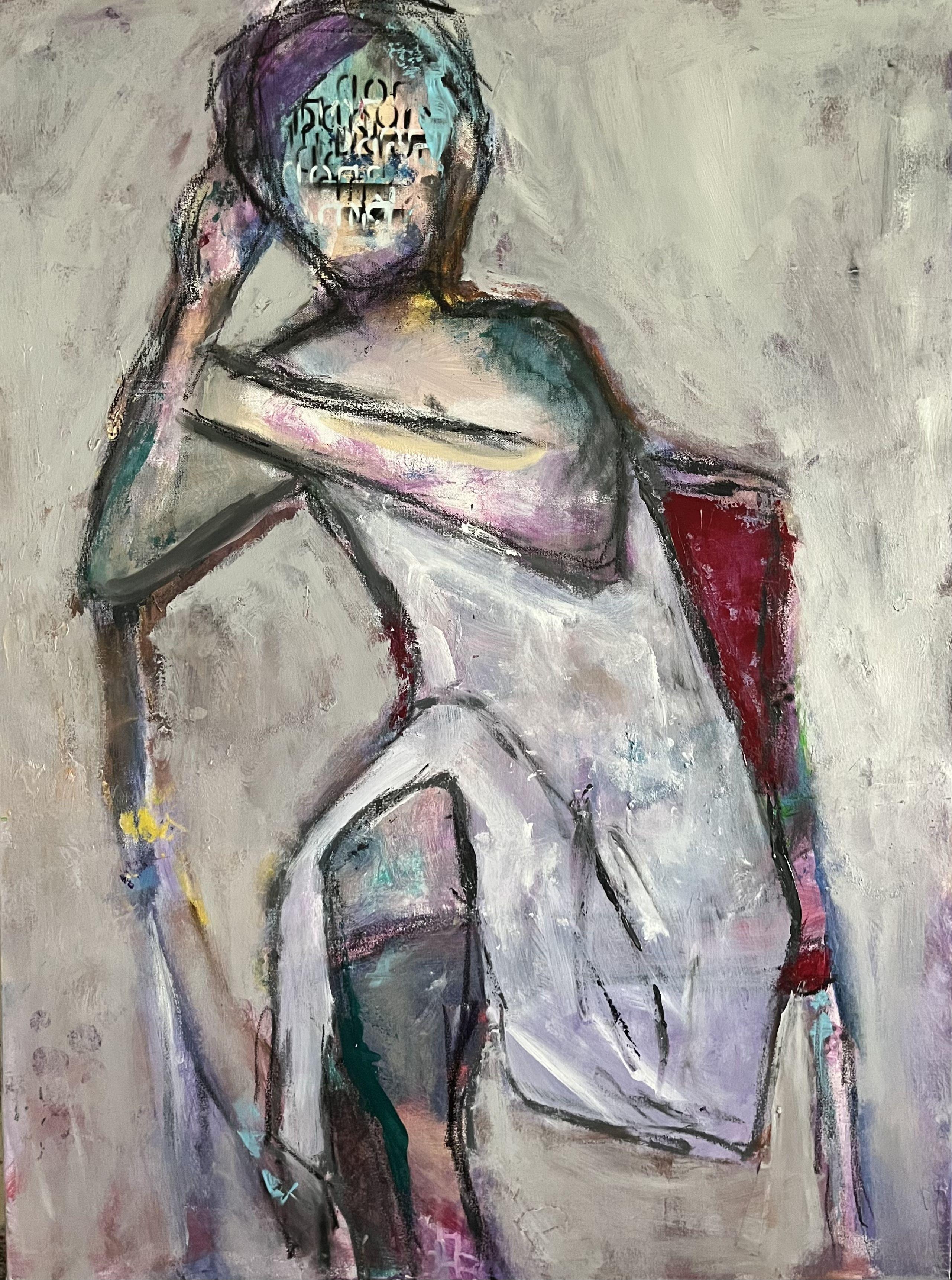 Sarah Boisvert combines abstraction and figuration in her stunning works.    She plucks personal references, experiences, and memories to create thoroughly expressive paintings. While the human figure is there, she has moved away from making