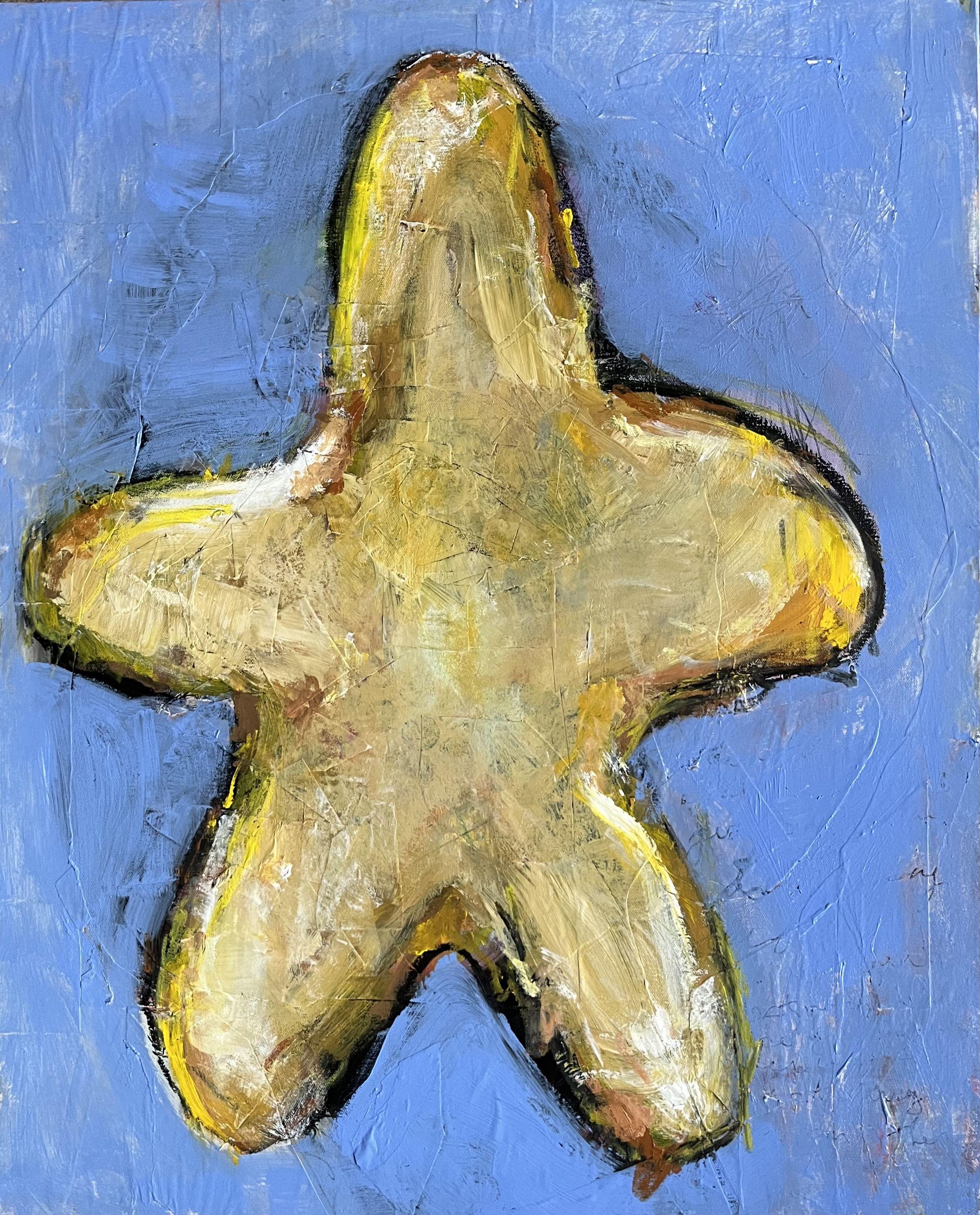 Sarah Boisvert  Abstract Painting - Yellow Starfish, Painting, Acrylic on Canvas