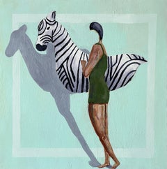 Zebra Floatie, Painting, Acrylic on Canvas