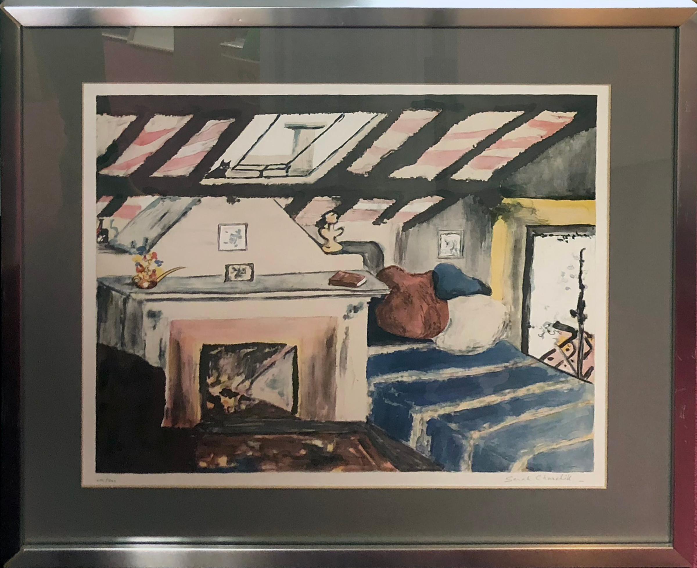 Attic Interior with Cat and Mouse - Print by Sarah Churchill