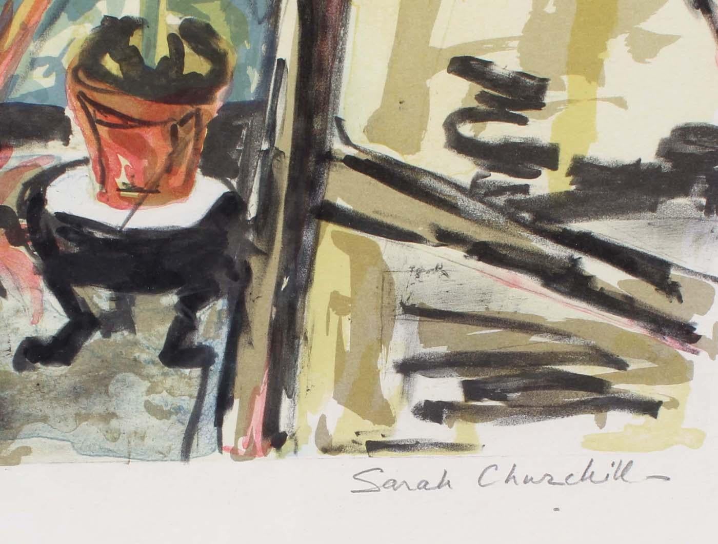 An original lithograph by artist Sarah Churchill daughter of Winston Churchill.  This piece is called 