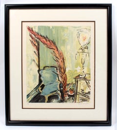 Vintage Sarah Churchill Original Lithograph "My Father's Chair" Framed Appraisal and COA