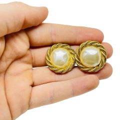 SARAH COVENTRY firmata SC orecchini vintage in oro con perle di design