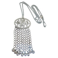 SARAH COVENTRY signed silver dangle chains designer brooch necklace