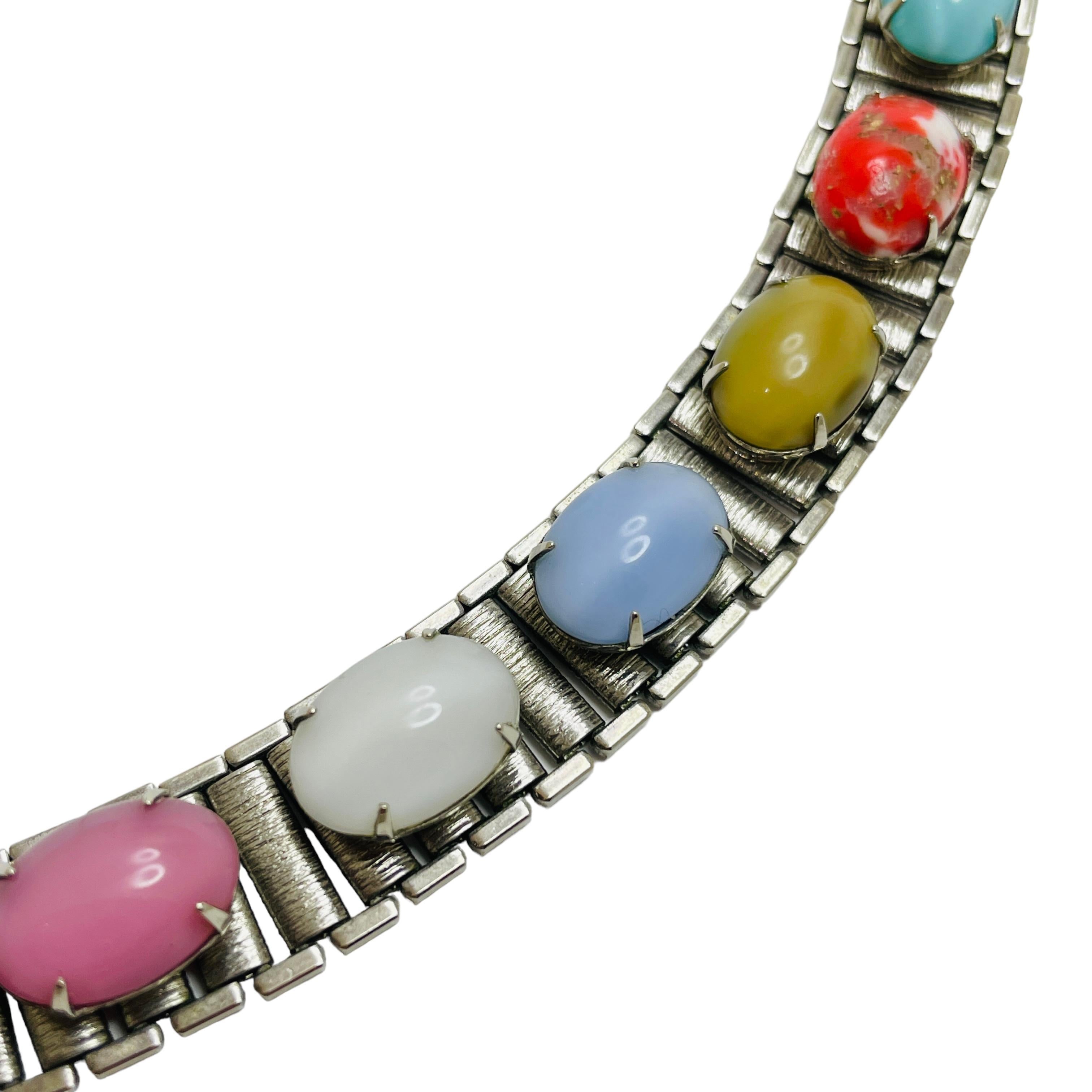 da uomo o donna Bracciale firmato da Sarah Coventry con cabochons in vetro color argento in vendita