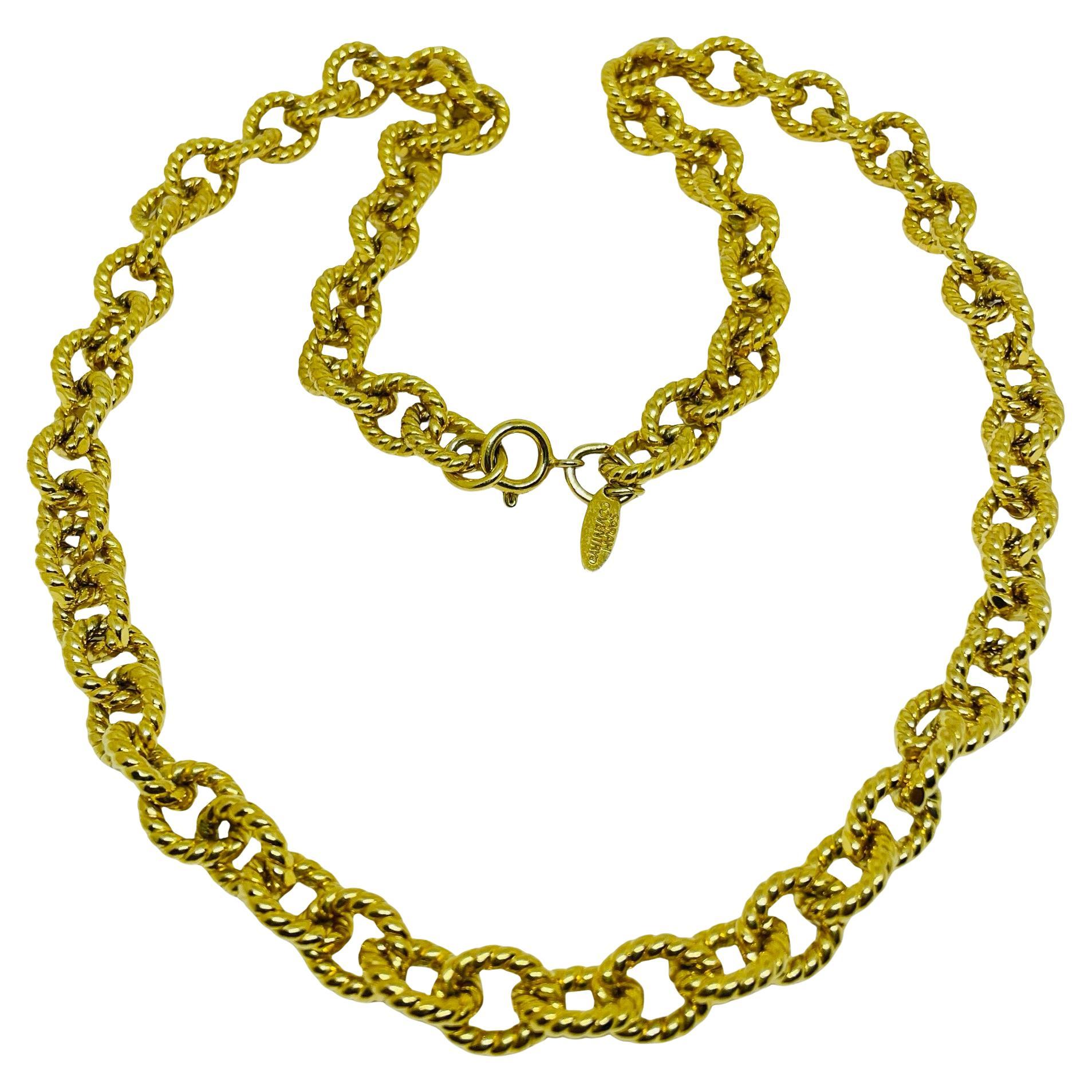 SARAH COVENTRY signed vintage gold tone chain necklace