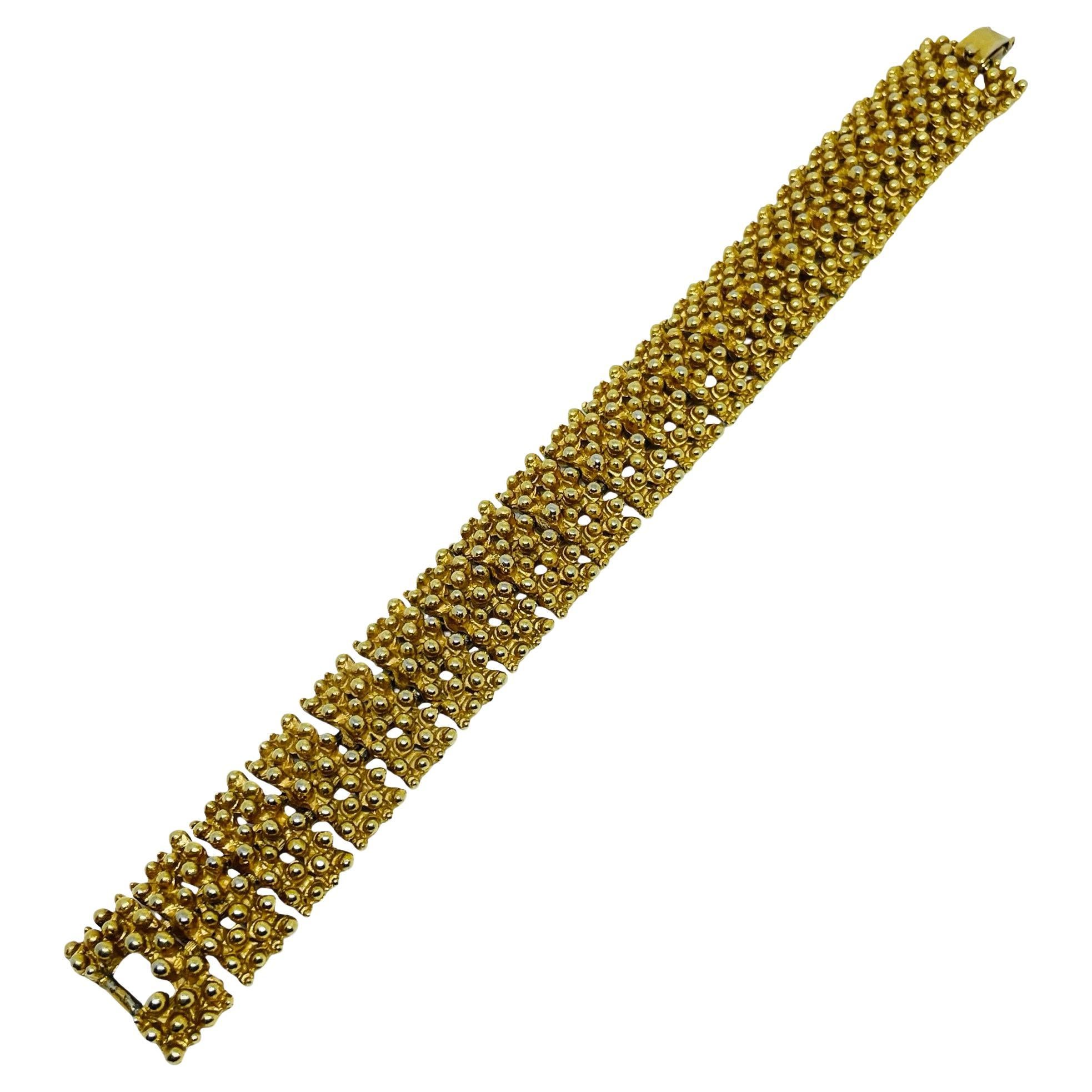 SARAH COVENTRY pulsera de eslabones de diseño vintage firmada en tono dorado