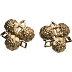 Sarah Coventry Textured Gold Tone Floral Clip-On Earrings, 1960s