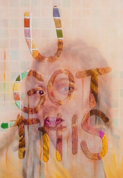 "U Got This", Portrait, Oil and Thread on Canvas, Embroidery
