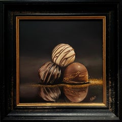 Polvo de oro - pintura al óleo original de bodegón - obra de arte de realismo contemporáneo