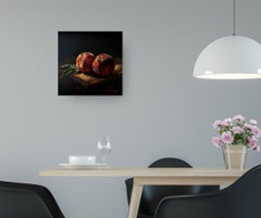 Just Peachy – original realism contemporary fruit painting for sale