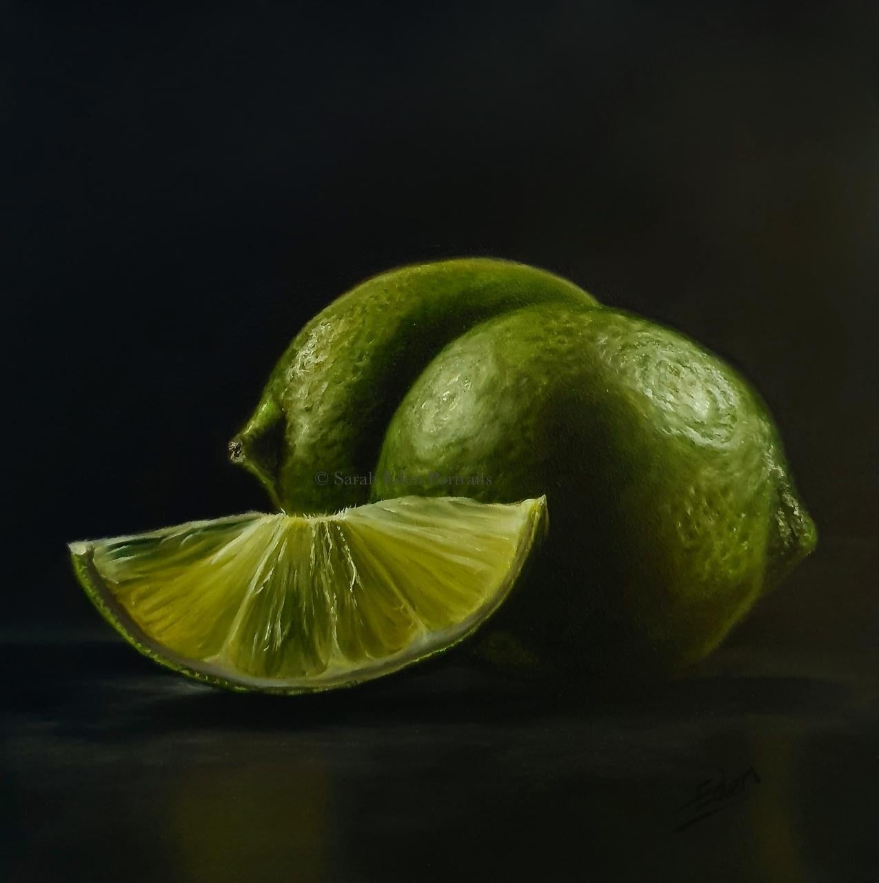 Lime Light - pittura ad olio originale - contemporaneo  opere d'arte di natura morta e realistica - Painting di Sarah Eden