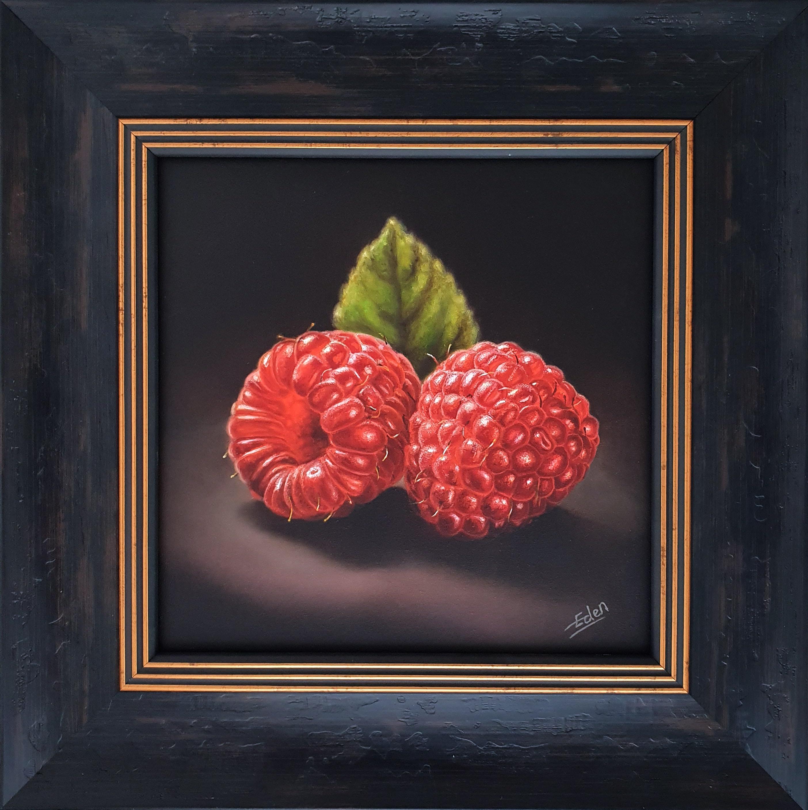 Razzle Dazzle Raspberries -Original Realismus zeitgenössische Obst Gemälde zu verkaufen