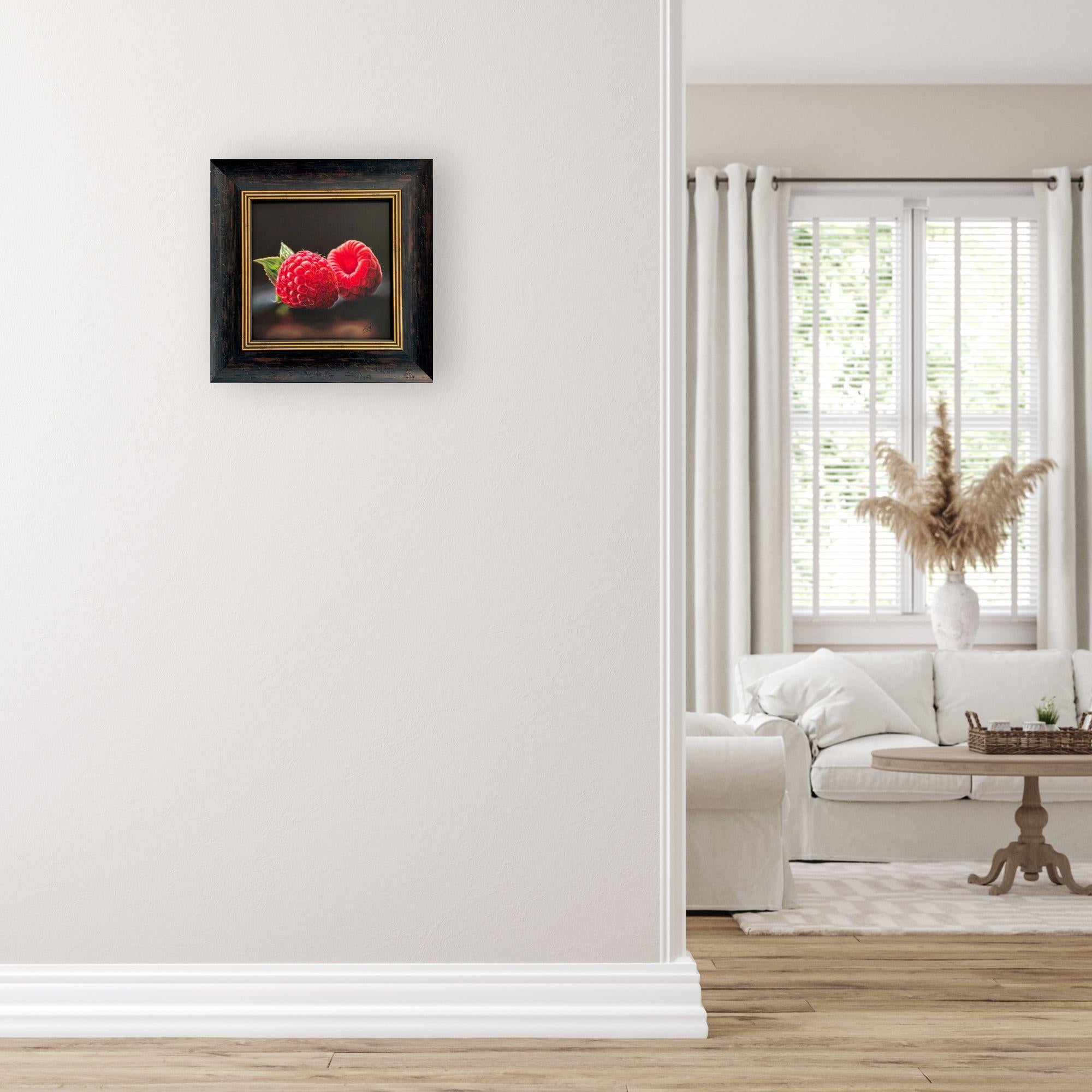 Ruby Embers - pittura ad olio originale di natura morta - opere d'arte di realismo contemporaneo 1