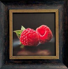 Ruby Embers - pittura ad olio originale di natura morta - opere d'arte di realismo contemporaneo