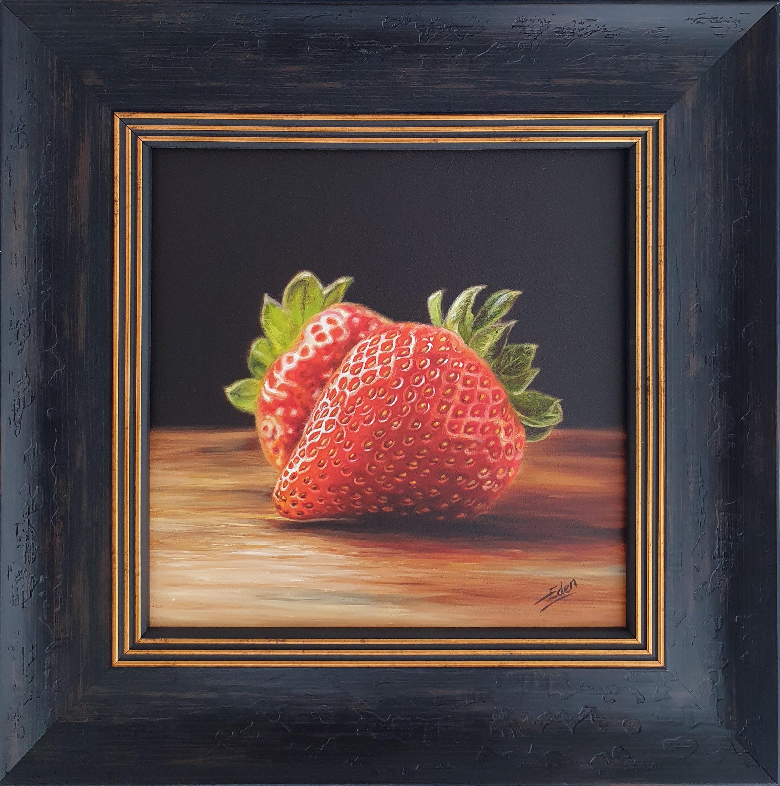 Strawberry Deuce - Original Realismus zeitgenössische Obst Gemälde zu verkaufen