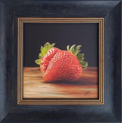 Strawberry Deuce – original realism contemporary fruit painting for sale