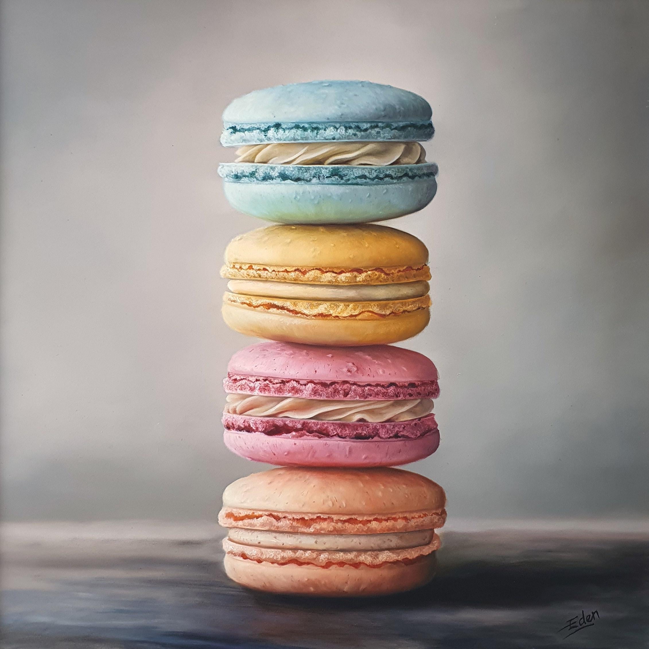 Sweet Stack - original realism oil painting - contemporary still life artwork - Painting by Sarah Eden