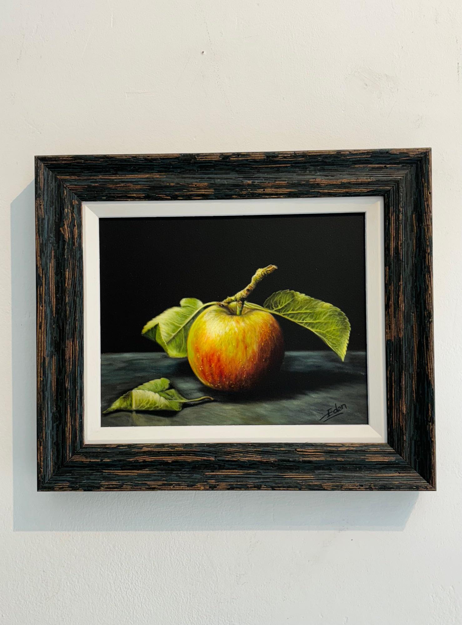 Undamaged - original still life oil painting - contemporary realism artwork - Noir Still-Life Painting par Sarah Eden
