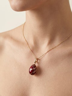 Sarah Fabergé Red Enamel Egg Pendant, 18KT Gold Ltd Edition No. 20