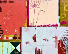 Harvest Moon, peinture abstraite contemporaine originale en techniques mixtes sur toile
