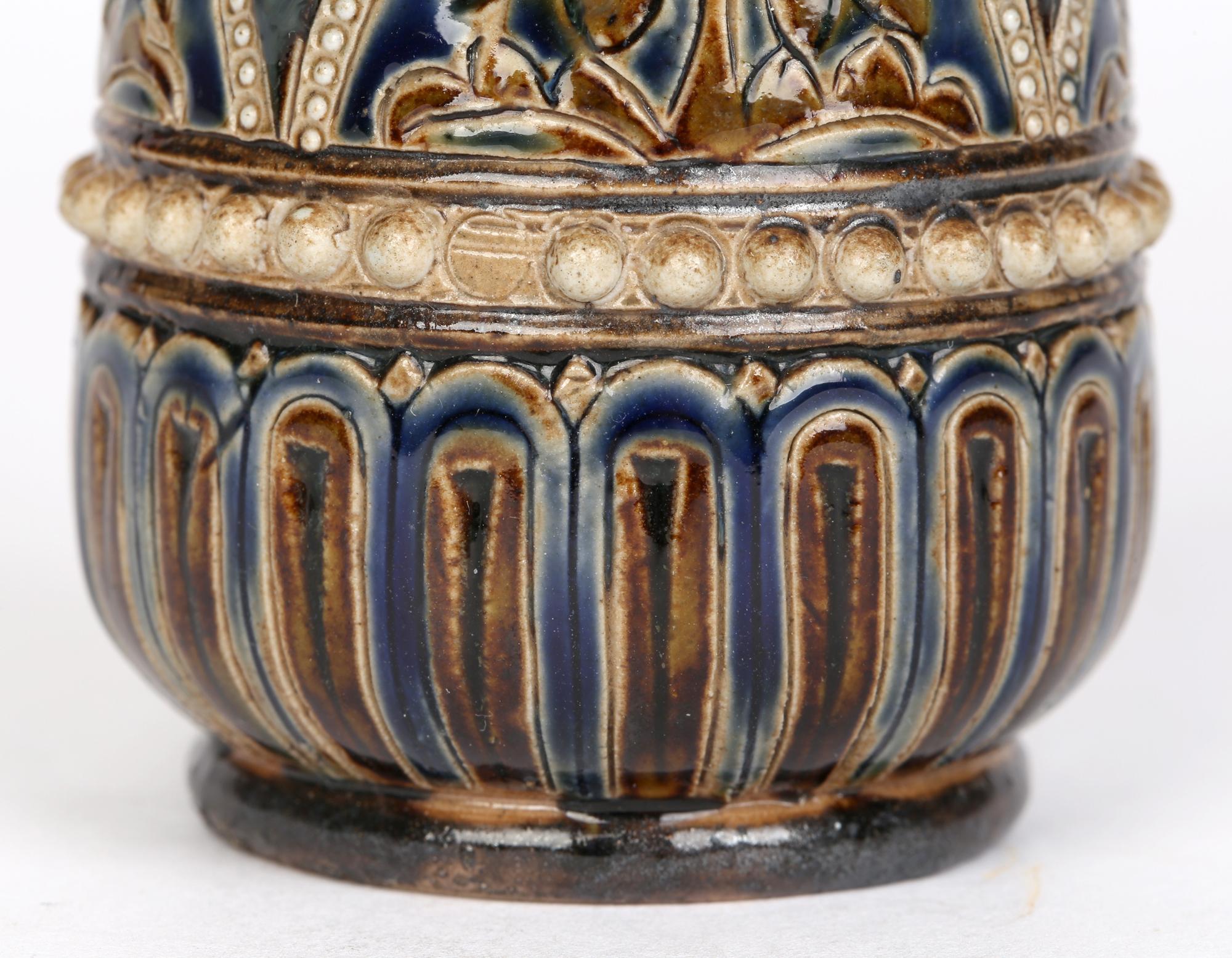 Sarah Fisher Doulton Lambeth Stylized Floral Art Pottery Vase  3