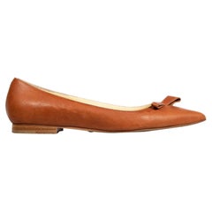 Sarah Flint Brown Leather Pointed-Toe Flats Size IT 39.5