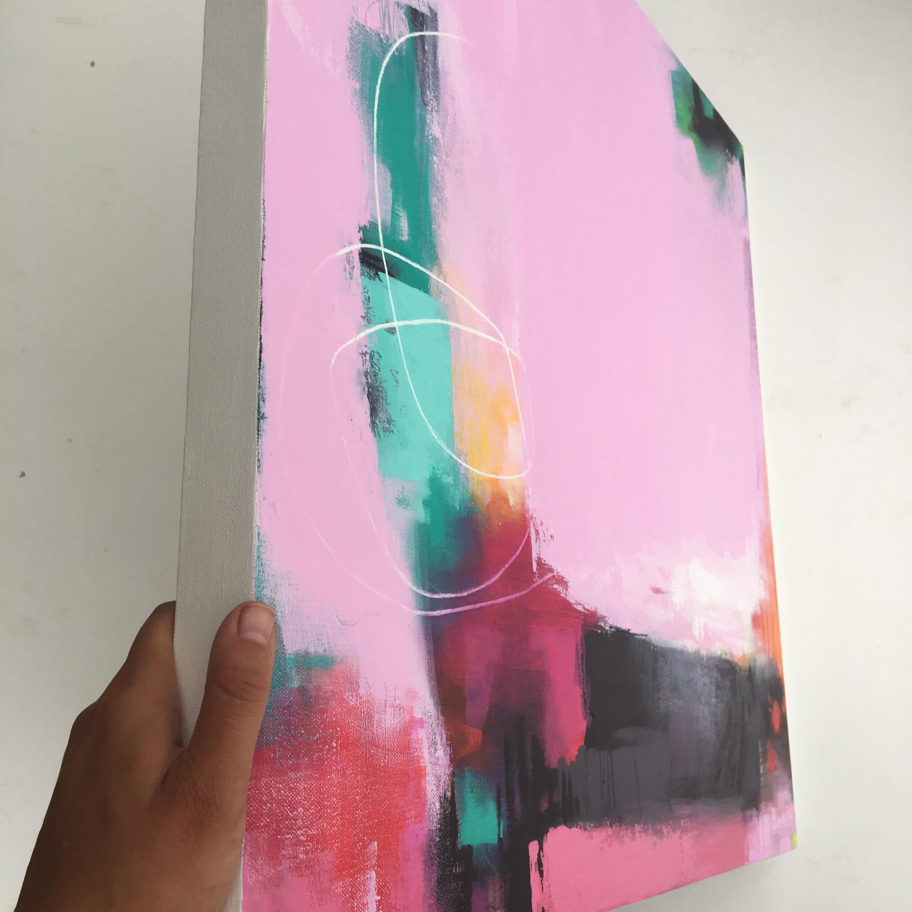 Sarah Foat, I Took You Over the Edge, pittura astratta contemporanea di paesaggio 1